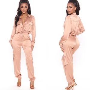 Fashion Nova Satin Jogger Set